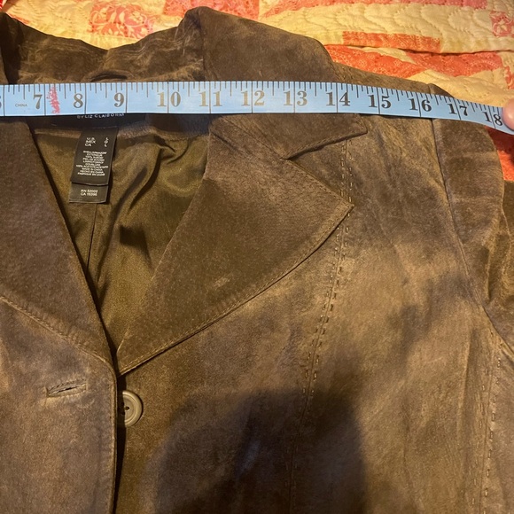 Liz Clairborne vintage 100% suede rich brown lined blazer jacket in size large - Picture 9 of 9